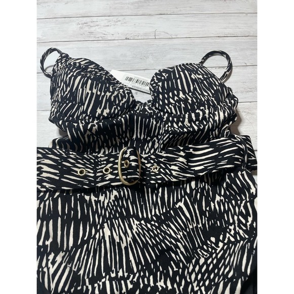 Jonathan Simkhai Noa Swim One Piece Swimsuit Printed Black Underwire Belted S - Picture 5 of 12